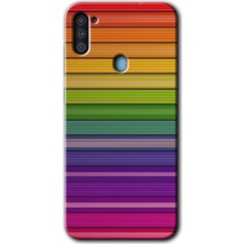 Gramaphone Galaxy A11 Kılıf Hd Desen Baskılı Arka Kapak - Colorful Lines