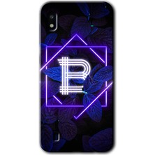 Gramaphone Galaxy A10 Kılıf Hd Desen Baskılı Arka Kapak - Dark Neon Yaprak B Harfi