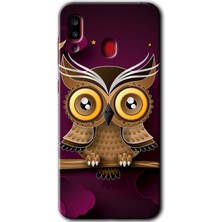 Gramaphone Galaxy A20 Kılıf Hd Desen Baskılı Arka Kapak - Owl Bird Branch