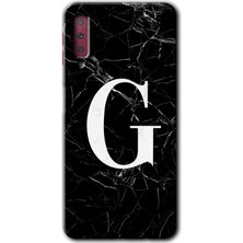 Gramaphone Galaxy A7 2018 Kılıf Hd Desen Baskılı Arka Kapak - Siyah Mermer Desenli G Harfi