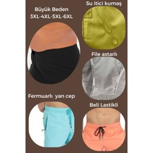 Miami Beach Mint Büyük Beden Su Itici Özellikli Düz Renk Basic Erkek Plaj Deniz Şort Mayo - 2204-MINT