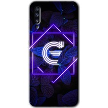 Gramaphone Galaxy A70S Kılıf Hd Desen Baskılı Arka Kapak - Dark Neon Yaprak G Harfi