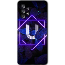 Gramaphone Galaxy A52 Kılıf Hd Desen Baskılı Arka Kapak - Dark Neon Yaprak U Harfi