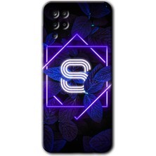 Gramaphone Galaxy M12 Kılıf Hd Desen Baskılı Arka Kapak - Dark Neon Yaprak S Harfi
