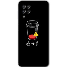Gramaphone Galaxy M22 Kılıf Hd Desen Baskılı Arka Kapak - Coffee Battery