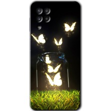 Gramaphone Galaxy M22 Kılıf Hd Desen Baskılı Arka Kapak - Işıklı Kelebekler