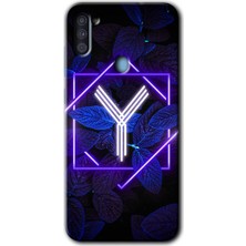 Gramaphone Galaxy M11 Kılıf Hd Desen Baskılı Arka Kapak - Dark Neon Yaprak Y Harfi