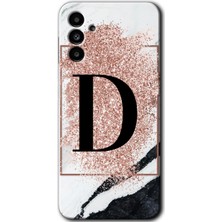 Gramaphone Galaxy M23 Kılıf Hd Desen Baskılı Arka Kapak - Pembe Mermer Desenli D Harfi