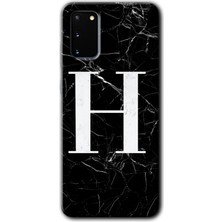 Gramaphone Galaxy S20 Kılıf Hd Desen Baskılı Arka Kapak - Siyah Mermer Desenli H Harfi