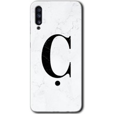 Gramaphone Galaxy A50S Kılıf Hd Desen Baskılı Arka Kapak - Beyaz Mermer Desenli Ç Harfi