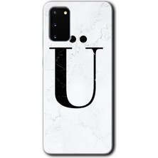 Gramaphone Galaxy S20 Kılıf Hd Desen Baskılı Arka Kapak - Beyaz Mermer Desenli Ü Harfi