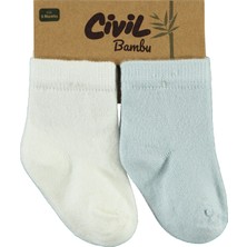 Civil Baby Bebek 2'li Çorap Set 6-18 Ay Ekru-Mavi