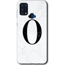 Gramaphone Galaxy M31 Kılıf Hd Desen Baskılı Arka Kapak - Beyaz Mermer Desenli Ö Harfi