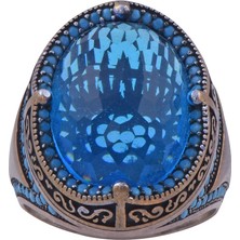 Nusnus Turkuaz  Faset Taşlı 925 Ayar Gümüş Yüzük