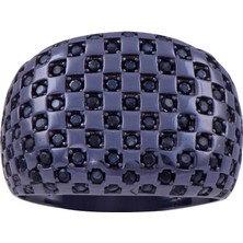 Nusnus Siyah Zirkon Taşlı Erkek Gümüş Yüzük 9.2 gr