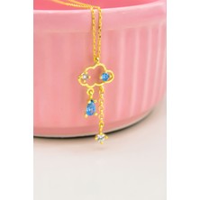 Papatya Silver 925 Ayar Gümüş Altın Kaplama Yağmur Bulut Kolye