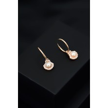 Papatya Silver 925 Ayar Gümüş Rose Kaplama Deniz Kabuğu Inci Halka Küpe