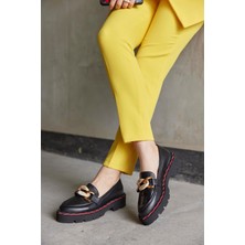 Nilufarr Ladonna Siyah Hakiki Deri Kadın Loafer