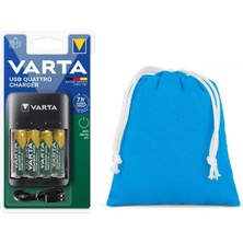 Varta Promo USB Quattro Charger Pil Şarj CIHAZI+4X2100 Aa Şarjlı Kalem Pil+Kılıf