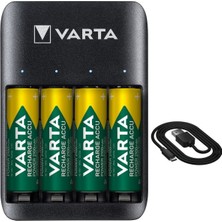 Varta Promo USB Quattro Charger Pil Şarj CIHAZI+4X2100 Aa Şarjlı Kalem Pil+Kılıf