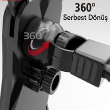 Enfein 360 Derece Ayarlanabilir (6.5 - 3.5 Inch) Uyumlu Motosiklet Telefon Tutucu Siyah