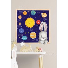 Msticker Tavşanlı Gezegen Sticker Seti 30X30 cm Cam Duvar Sticker Seti