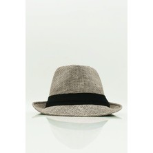 Külah Erkek Fötr Hasır Şapka Yazlık Şapka - Gri