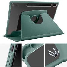 Case Street Casestreet Samsung Galaxy Tab S7 Fe Lte T733 Kılıf Termik Arkası Şeffaf Smart Kapaklı Kalem Bölmeli T1 Koyu Yeşil