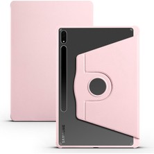 Case Street Casestreet Samsung Galaxy Tab S7 Fe Lte T737 Kılıf Termik Arkası Şeffaf Smart Kapaklı Kalem Bölmeli T1 Pembe