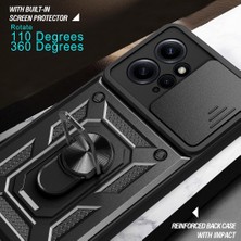 Smcase Xiaomi Redmi Note 12 4g Uyumlu Kılıf Sert Silikon Tank Aramid Sürgülü Vega Yüzüklü Lacivert