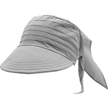 Külah Kadın Safari Bağlamalı Eşarp Siperli Bandana Plaj Şapkası - Koyu Gri