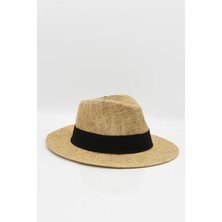 Külah Kadın Hasır Plaj Şapkası - Koyu Bej