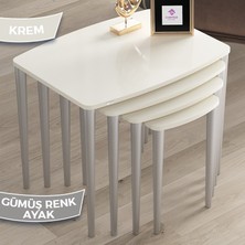 Canisa Concept Anka Serisi  1.sınıf Sehpa Takımı Mdf Krem 4'lü Zigon Sehpa Takımı Gürgen Ayaklar