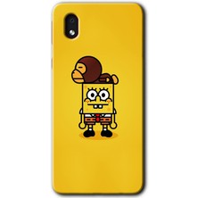Gramaphone Galaxy A01 Core Kılıf Hd Desen Baskılı Arka Kapak + Kırılmaz Cam - Sünger Bob