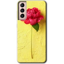 Gramaphone Galaxy S21 Plus Kılıf Hd Desen Baskılı Arka Kapak + Kırılmaz Cam - Kırmızı Gül