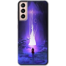 Gramaphone Galaxy S21 Plus Kılıf Hd Desen Baskılı Arka Kapak + Kırılmaz Cam - Wanderer Silhouette