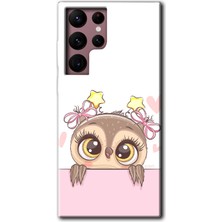 Galaxy S22 Ultra Kılıf Hd Desen Baskılı Arka Kapak - Sevimli Baykuş