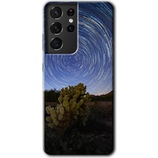 Gramaphone Galaxy S21 Ultra Kılıf Hd Desen Baskılı Arka Kapak + Kırılmaz Cam - Eclipse Sky