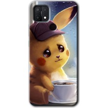 Oppo A15S Kılıf Hd Desen Baskılı Arka Kapak - Üzgün Pikaçu