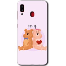 Gramaphone Galaxy A20 Kılıf Hd Desen Baskılı Arka Kapak + Kırılmaz Cam - Sevgili Ayıcık