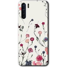 Oppo A91 Kılıf Hd Desen Baskılı Arka Kapak + Esnek Nano Cam - Mat Çiçek