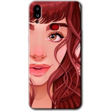 Gramaphone Galaxy A10S Kılıf Hd Desen Baskılı Arka Kapak + Kırılmaz Cam - Kızıl Kız