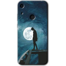 Honor 8A Kılıf Hd Desen Baskılı Arka Kapak + Kırılmaz Cam - Dolunay Yalnızlık