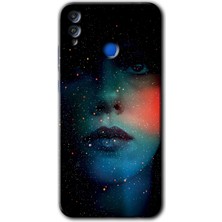 Gramaphone Honor 8x Kılıf Hd Desen Baskılı Arka Kapak + Esnek Nano Cam - Karanlık Kadın