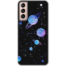 Gramaphone Galaxy S21 Kılıf Hd Desen Baskılı Arka Kapak + Kırılmaz Cam - Samanyolu Galaksi