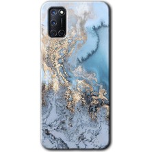 Gramaphone Oppo A92 Kılıf Hd Desen Baskılı Arka Kapak + Esnek Nano Cam - Eski Mermer
