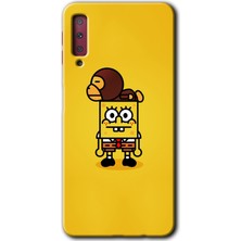 Gramaphone Galaxy A7 2018 Kılıf Hd Desen Baskılı Arka Kapak + Esnek Nano Cam - Sünger Bob