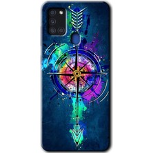 Gramaphone Galaxy A21S Kılıf Hd Desen Baskılı Arka Kapak + Esnek Nano Cam - Gizemli Pusula