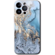 Gramaphone iPhone 14 Pro Kılıf Hd Desen Baskılı Arka Kapak + Kırılmaz Cam - Eski Mermer