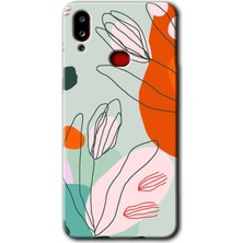 Galaxy A10S Kılıf Hd Desen Baskılı Arka Kapak + Kırılmaz Cam - Vektör Çiçekler